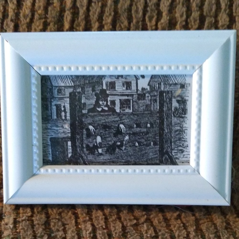 Vintage Black & White Image An Unhappy Pilgrim in a Pillory